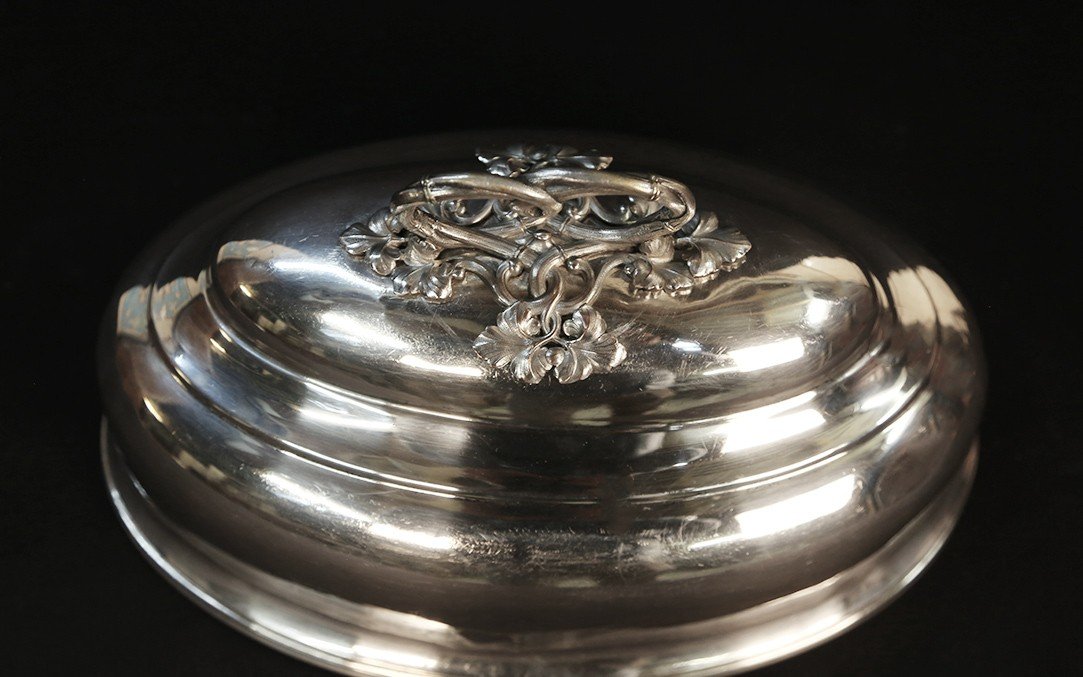 Table Bell / Dish Cover, Silver Metal -photo-4