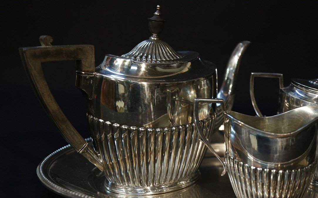 Silver Metal Tea Set-photo-3