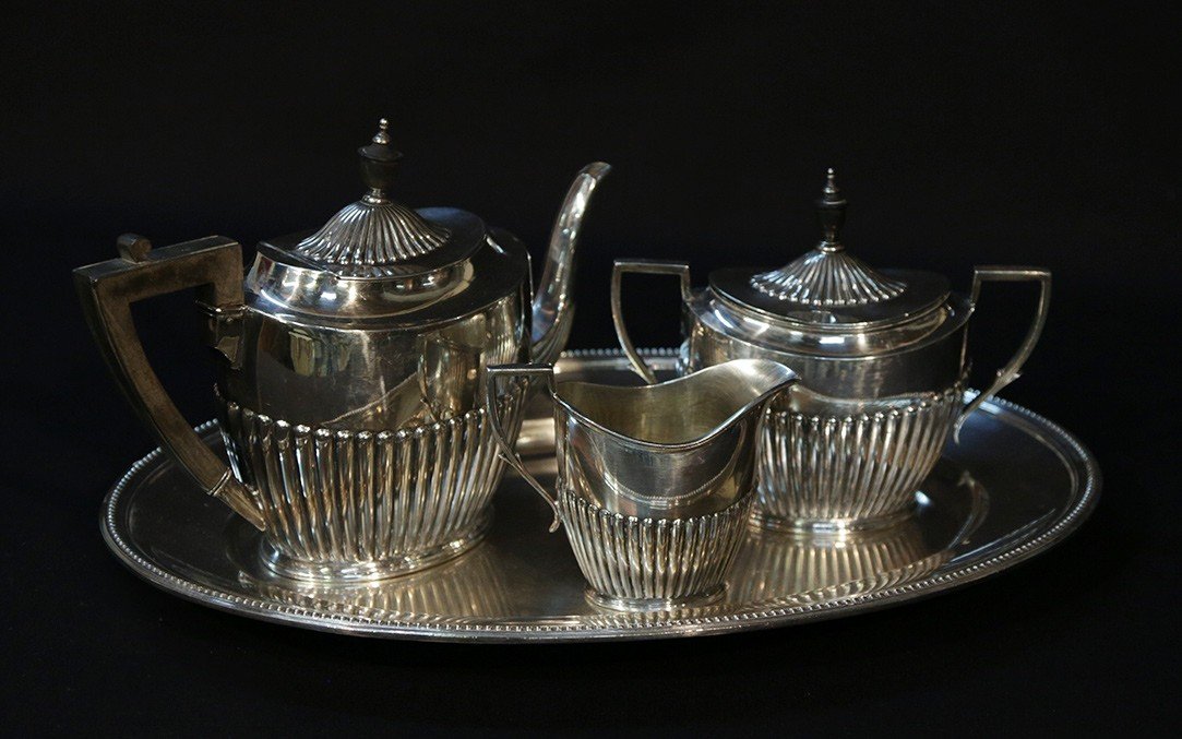 Silver Metal Tea Set-photo-4