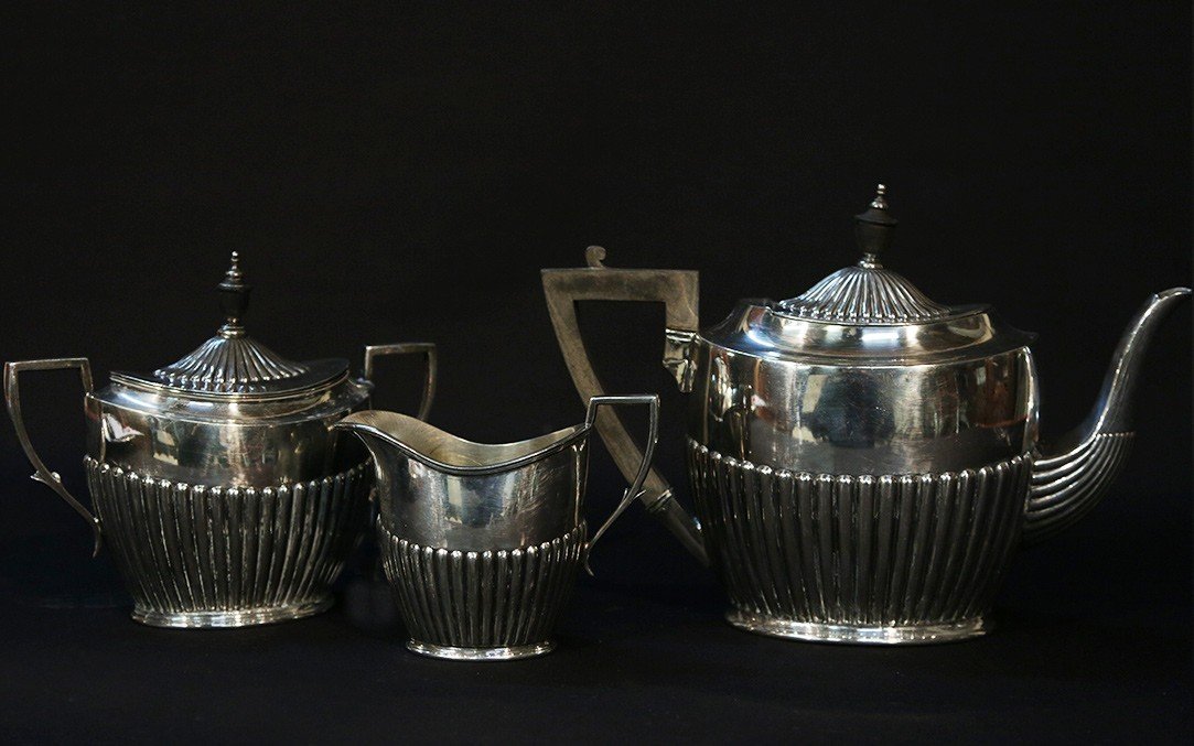 Silver Metal Tea Set-photo-3