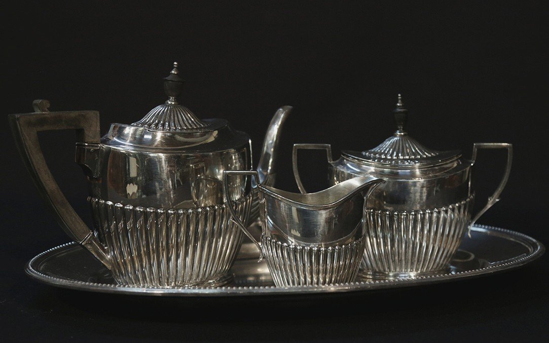 Silver Metal Tea Set