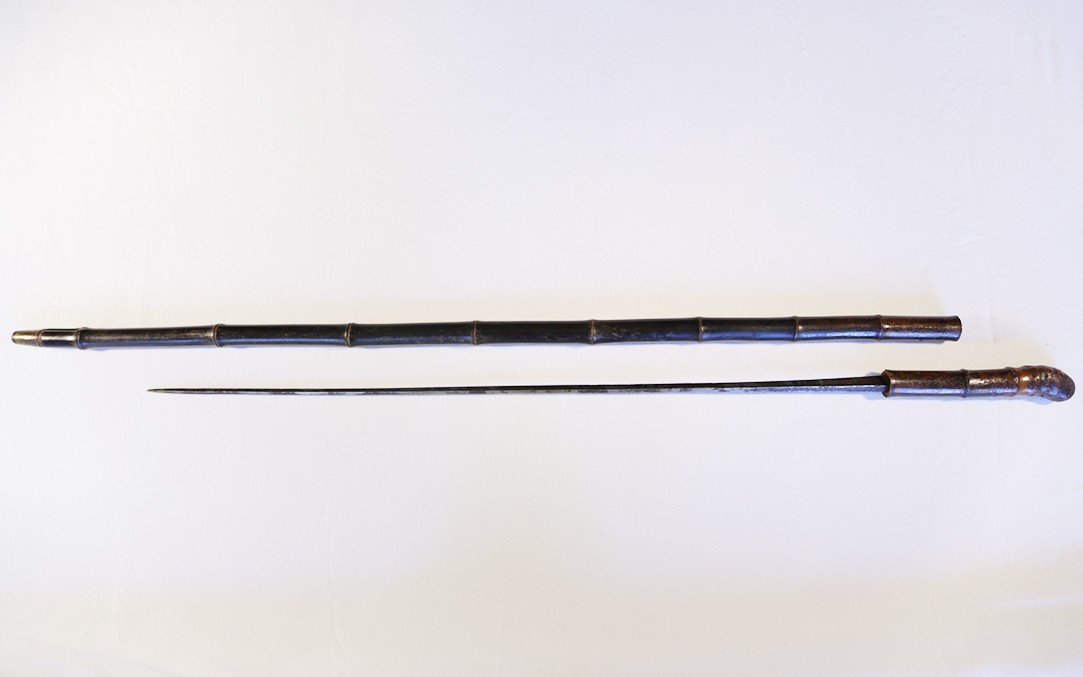 Sword Cane, Faux Reed, 19th Century 