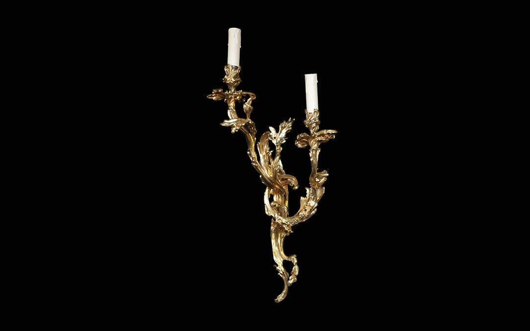 Pair Of Louis XV Wall Lights, Gilt Bronze, 18th Century -photo-5