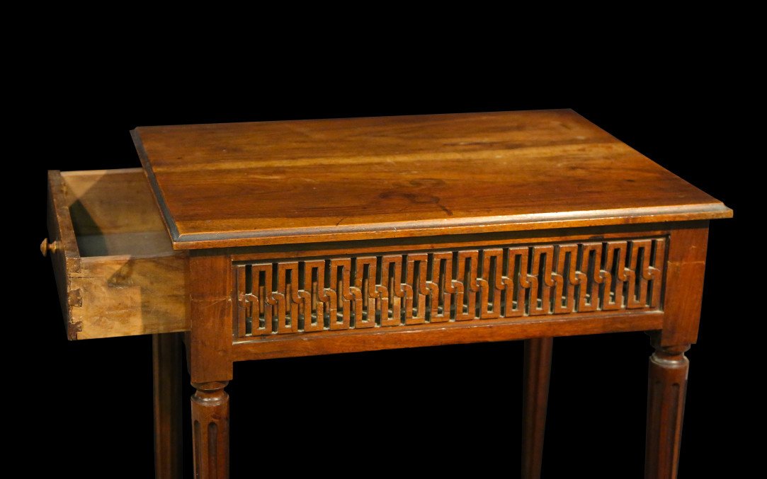 Petite Table ajourée Louis XVI, 1 tiroir, XVIIIeme Siècle-photo-2