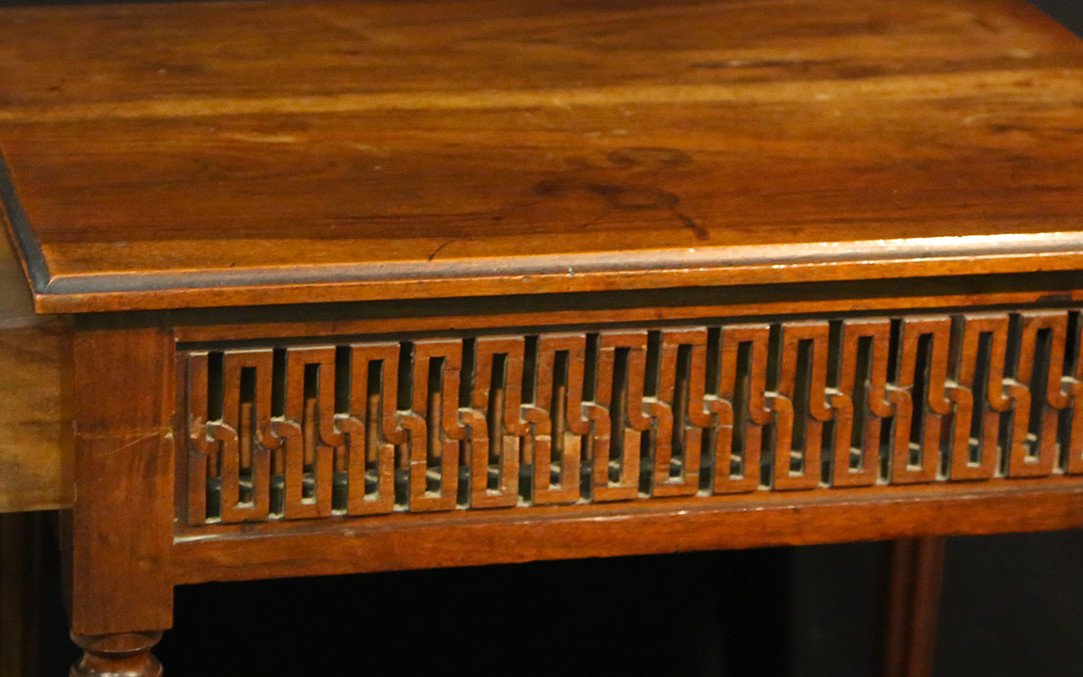 Petite Table ajourée Louis XVI, 1 tiroir, XVIIIeme Siècle-photo-3