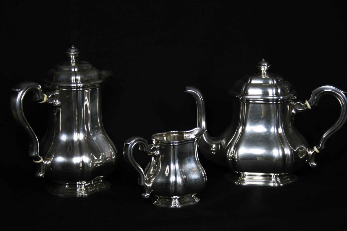 Coffee And Tea Service In Sterling Silver, Hallmark Minerva-photo-2