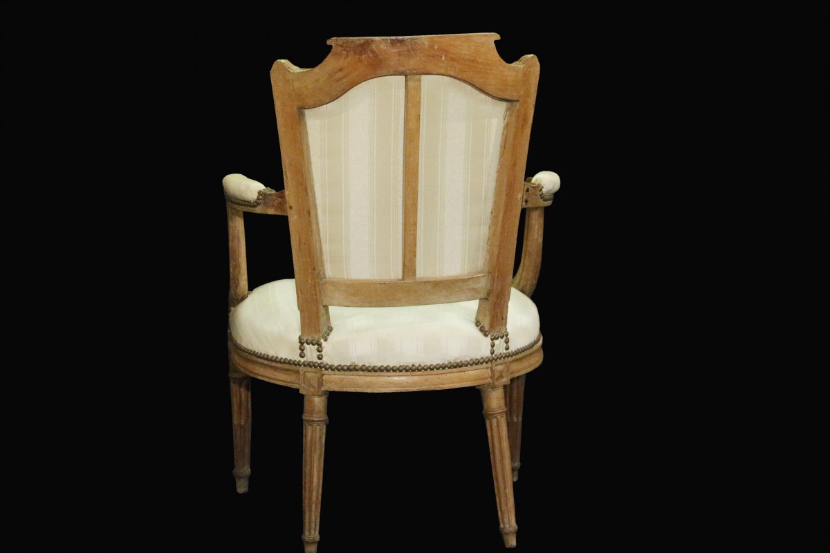 Fauteuil Directoire, Bois Patiné, XVIIIème Siècle -photo-1