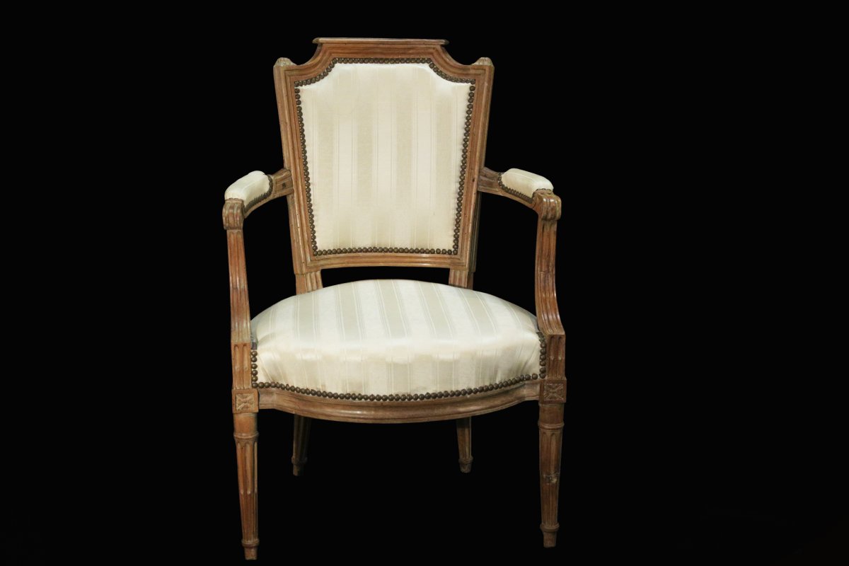 Fauteuil Directoire, Bois Patiné, XVIIIème Siècle -photo-4