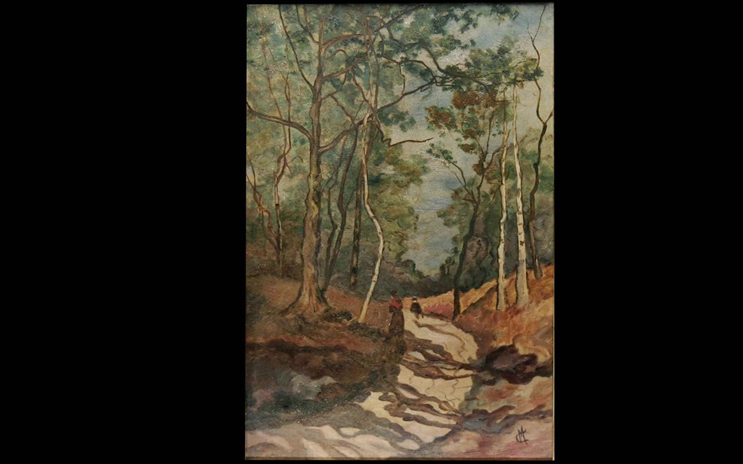 Oil On Marouflée Canvas, Forest Landscape-photo-1