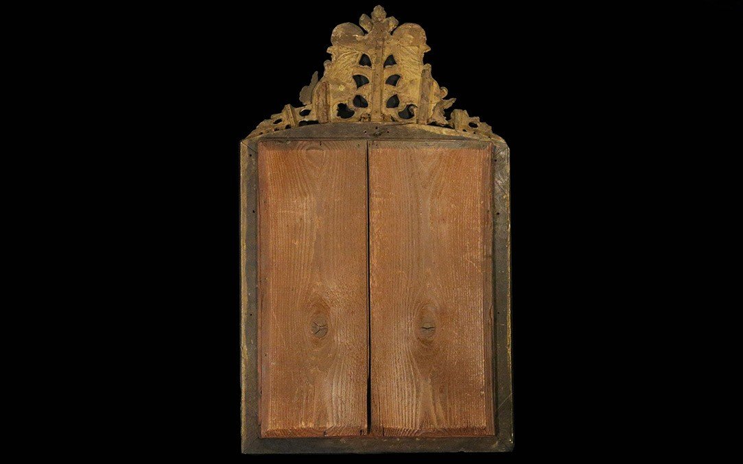 Miroir Régence En Bois Doré, XVIIIème, Miroir Mercure, Dorure d'époque-photo-2