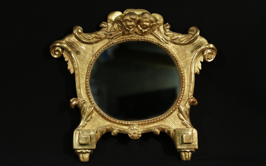 Miroir Angelots Bois Doré, XVIIIème 