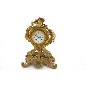 Parure De Cheminée, Horloge, Bronze Doré XIXème 