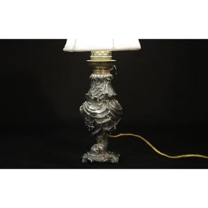 Silver Metal Lamp, Baroque Style