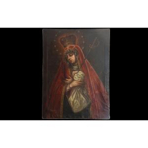 Mater Dolorosa Huile Sur Toile  XVIIème Siècle 