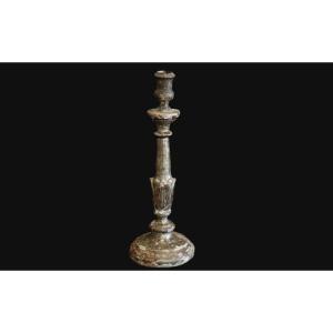 Silver Wood Candle Holder, Superb Patina