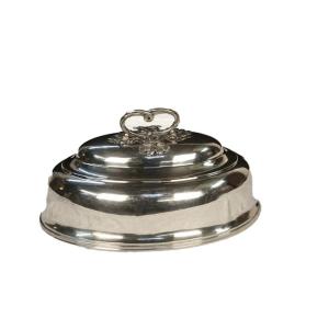 Table Bell / Dish Cover, Silver Metal 