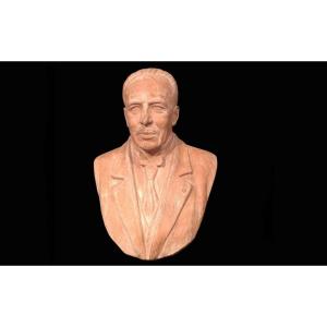 Bust, Busnel Robert Henri, Portrait Of A Man, Terracotta