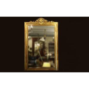 Grand Miroir de cheminée XIXème Doré à l'Or (hauteur: 180 cm) 