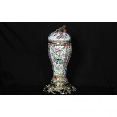 Vase Couvert Canton, XIXème 