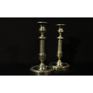 Pair Of Directoire Candlesticks, Bronze