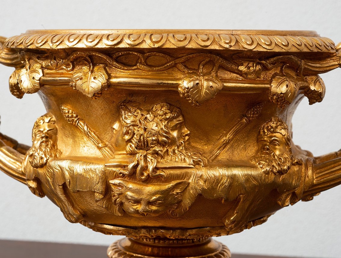 Antique Napoleon III French Cup / Centerpiece In Gilt Bronze 19th Century.-photo-3
