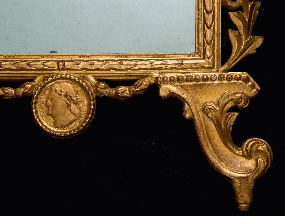 Louis XV Tuscan Style Mirror In Gilded And Carved Wood Belonging To The Early 19th Century.-photo-3