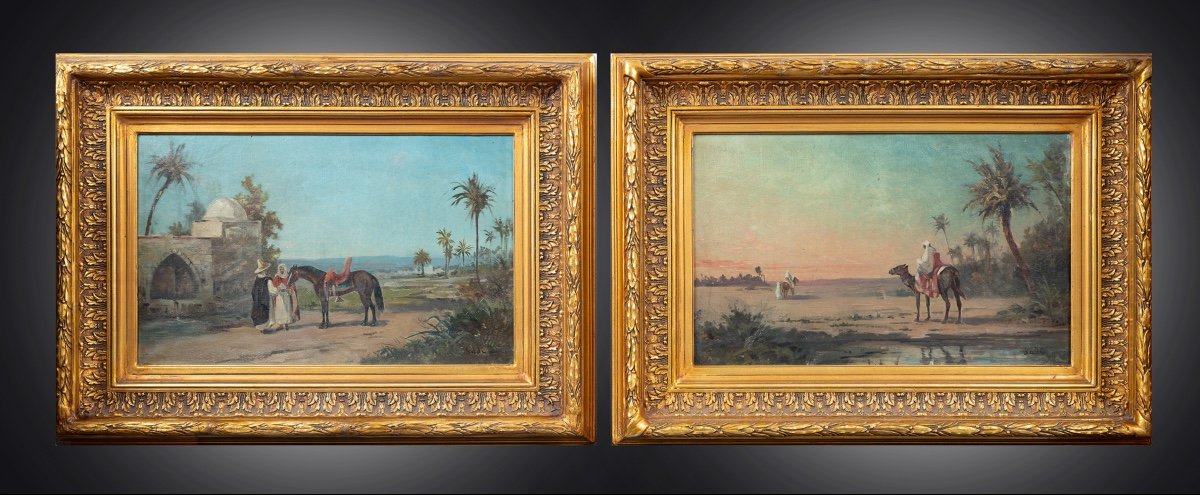 Paire De Tableaux Orientalistes Anciens. France 19ème Siècle.