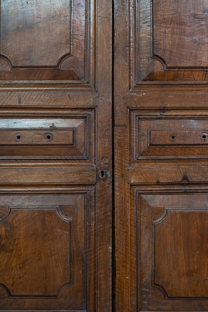 Antique Louis XIV Neapolitan Wall Cabinet In Solid Walnut. 18th Century Period.-photo-2