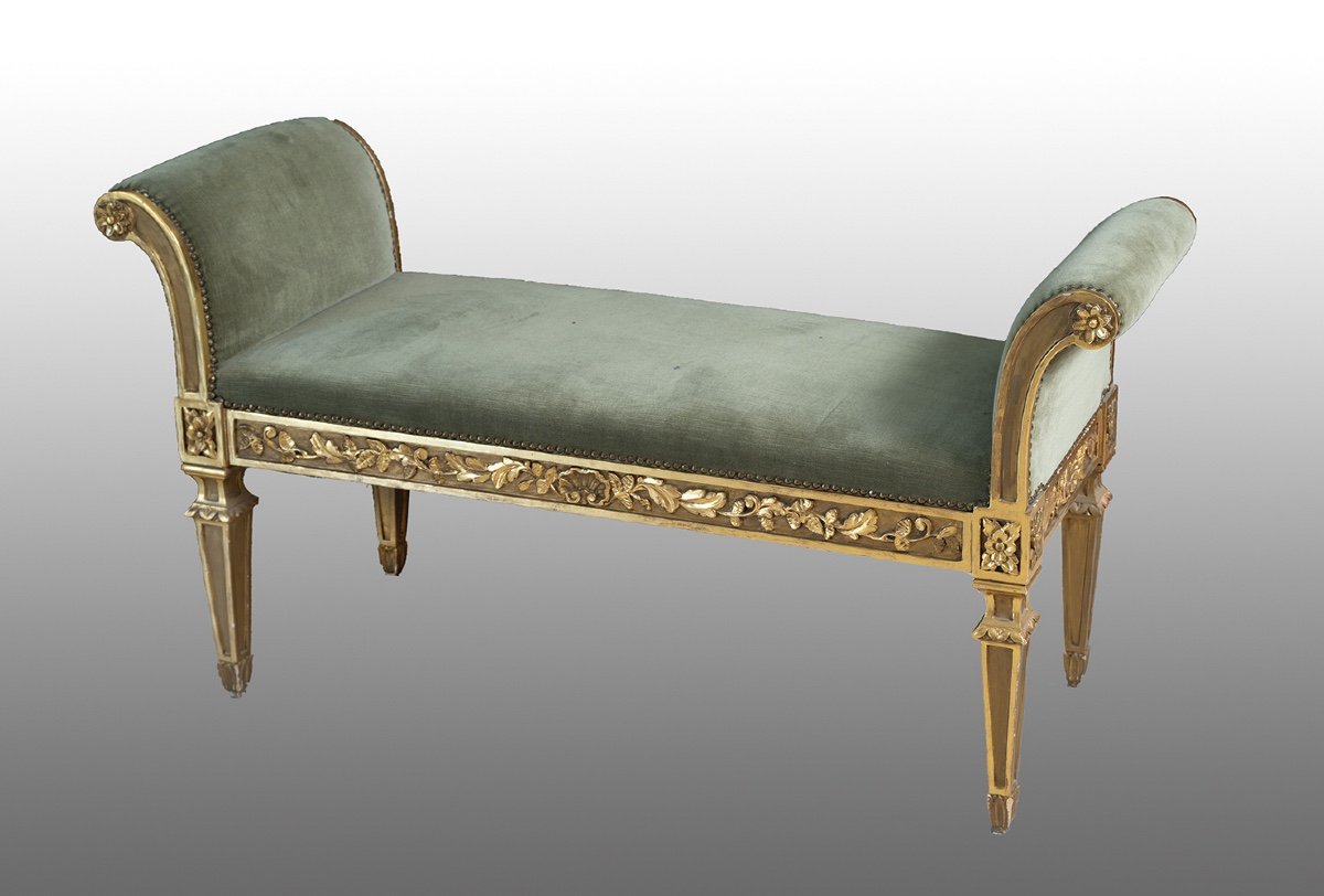 Banquette Ancienne De Style Louis XVI Du Début Du XXème Siècle.