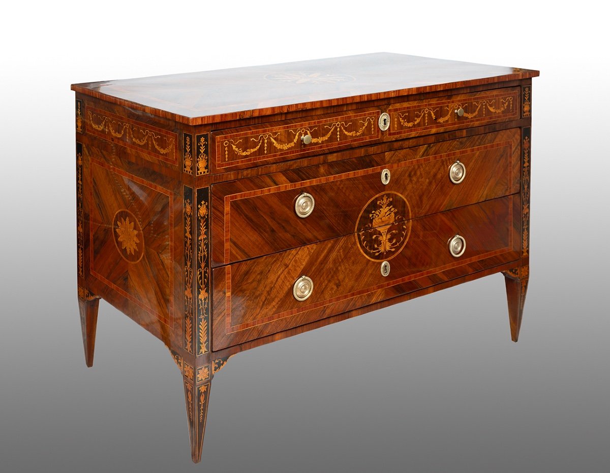 Antique Louis XVI Chest Of Drawers Lombard/veneto 18th Century