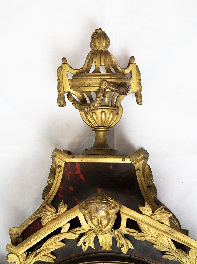 Ancienne Pendule Cartel Française Louis XV En Matériaux Précieux Avec Mécanisme à Trois Cloches-photo-4