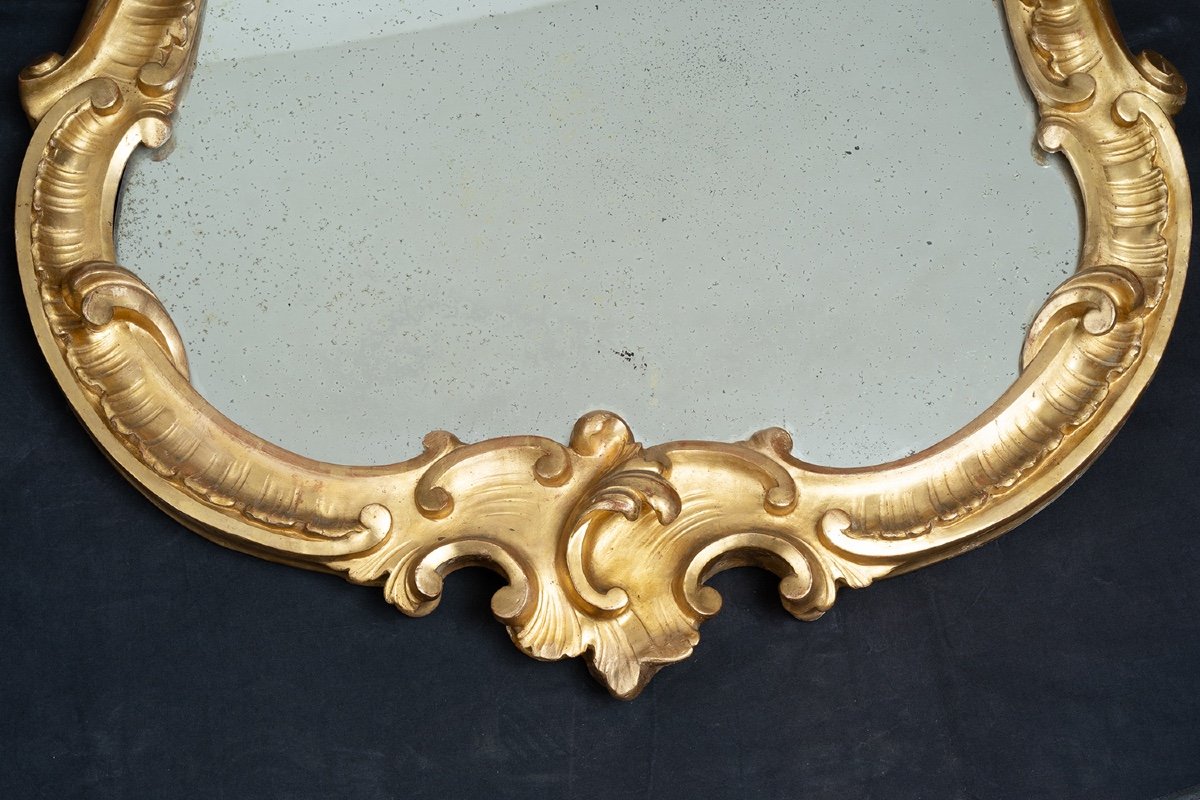 Antique Louis Philippe Neapolitan Gilded Wood Mirror. Period 19th Century.-photo-3