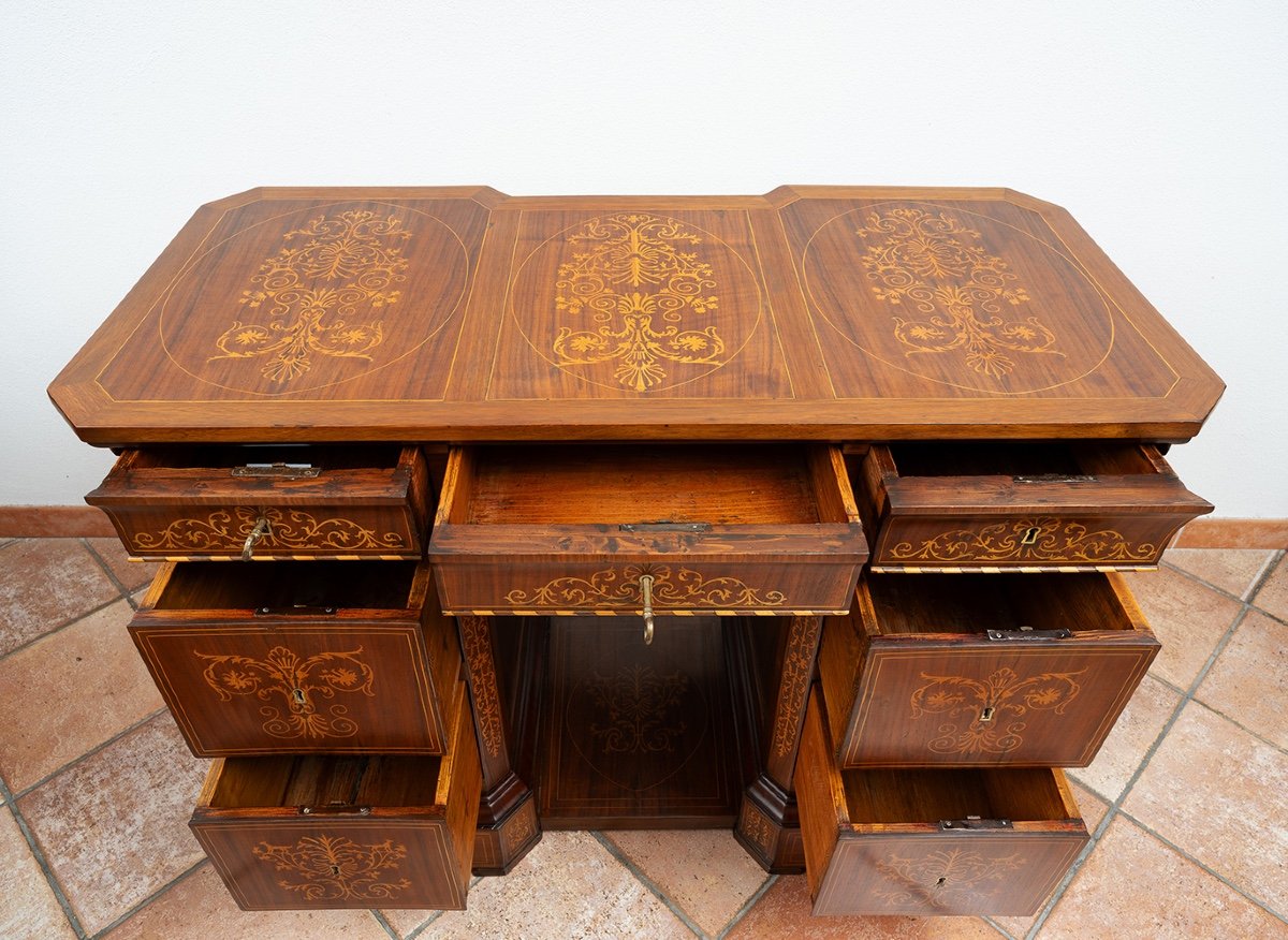 Smith Neapolitan Desk In Walnut.-photo-3