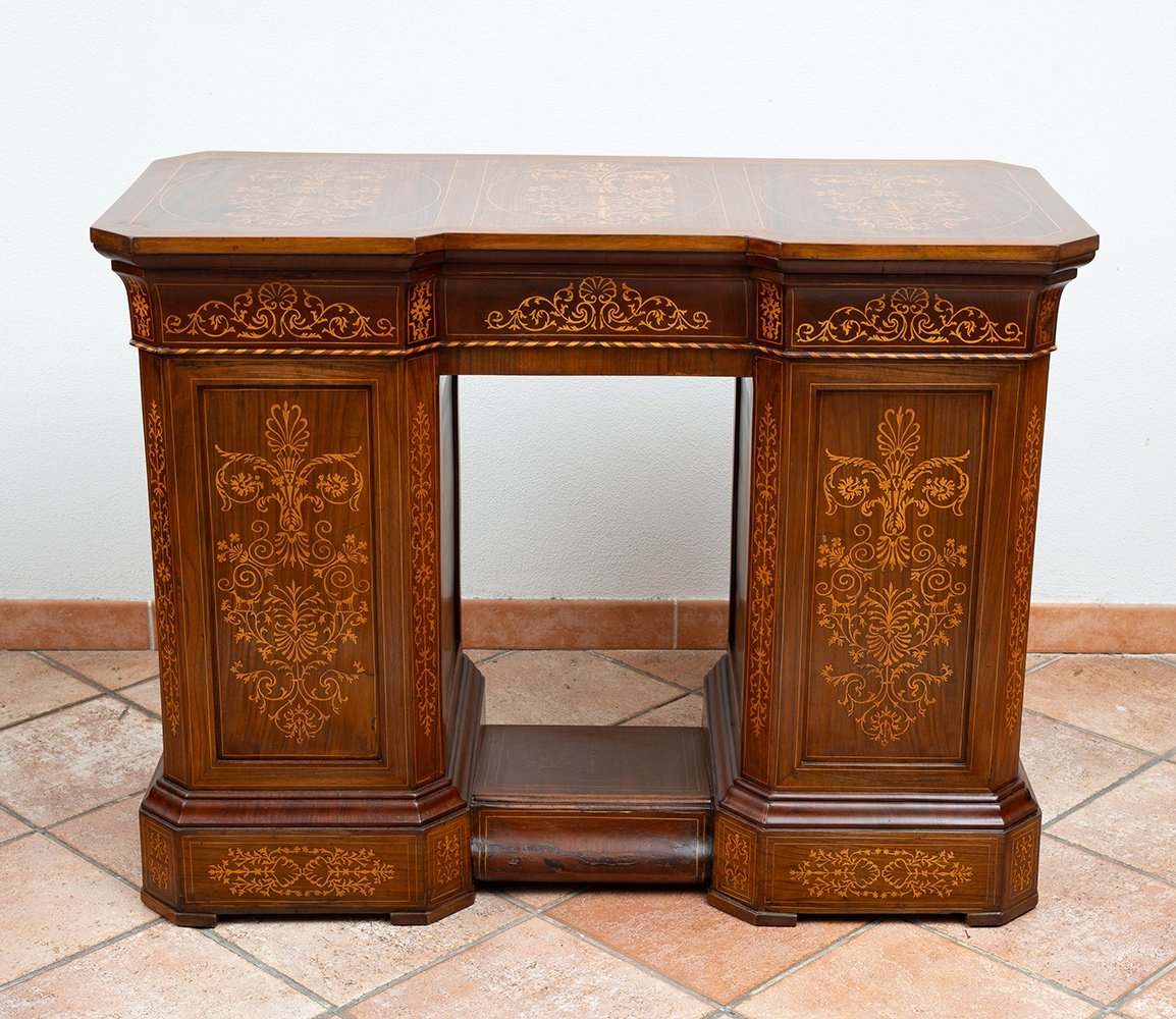 Smith Neapolitan Desk In Walnut.-photo-3