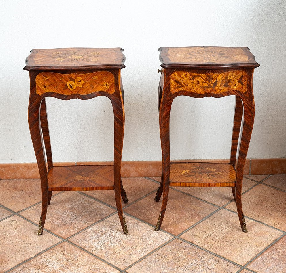 Pair Of Napoleon III French Bedside Tables, Early 20th Century.-photo-3