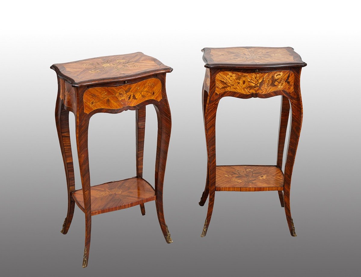 Pair Of Napoleon III French Bedside Tables, Early 20th Century.