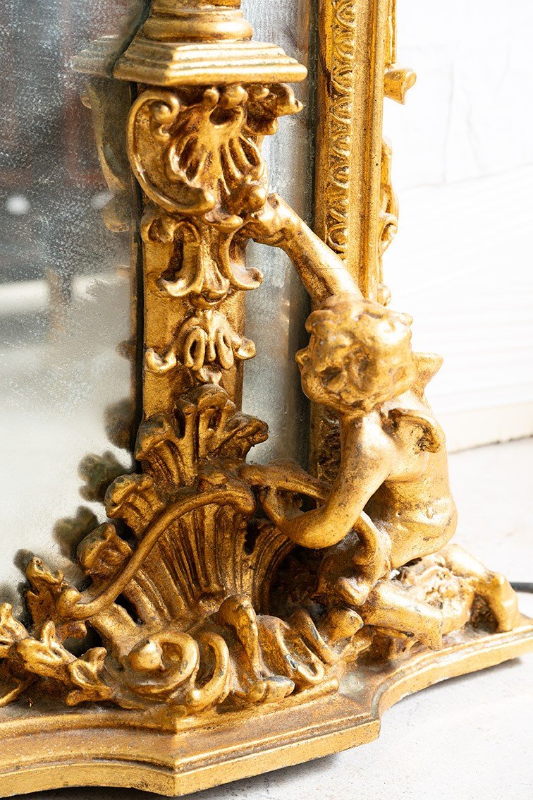 Antique Gilded Console Table With Mirror From The Late 20th Century.-photo-2