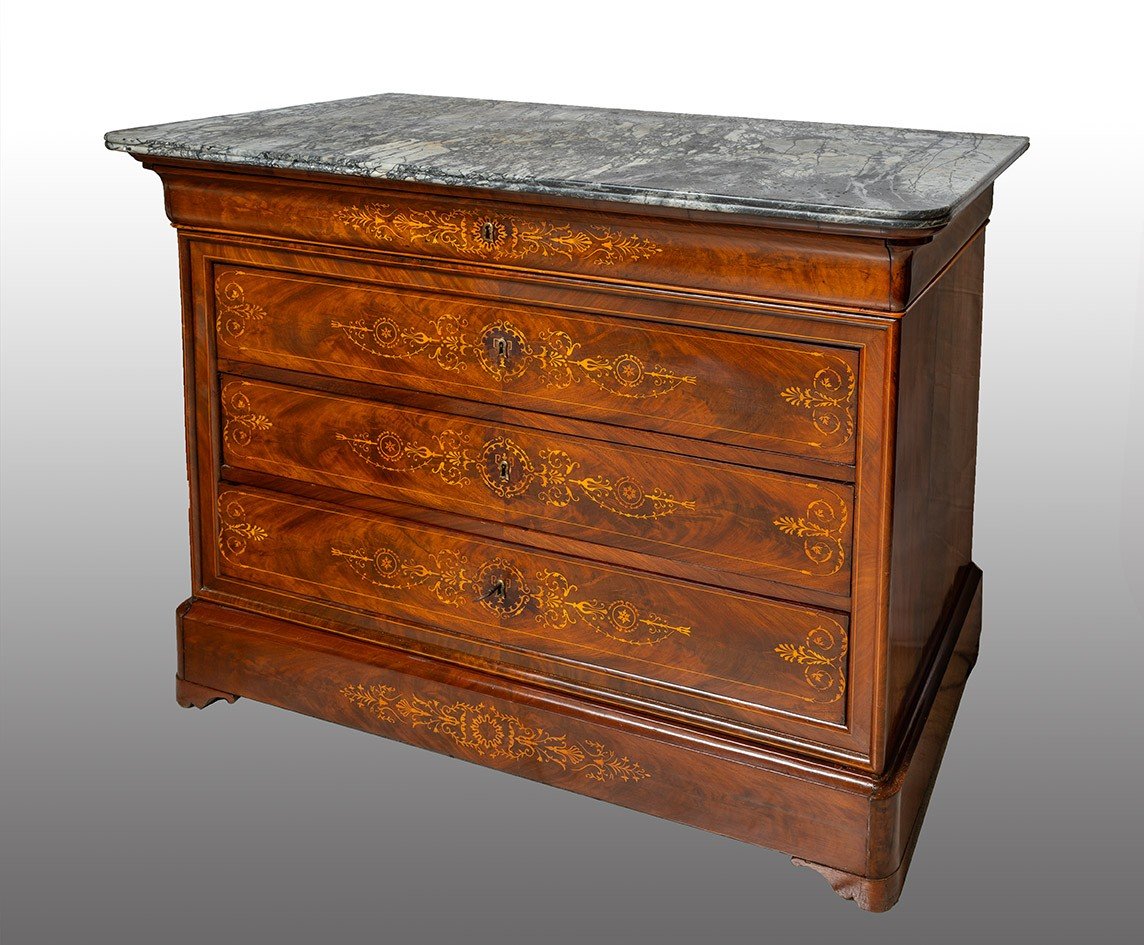 Commode Ancienne Française Charles X, époque 19ème Siècle.