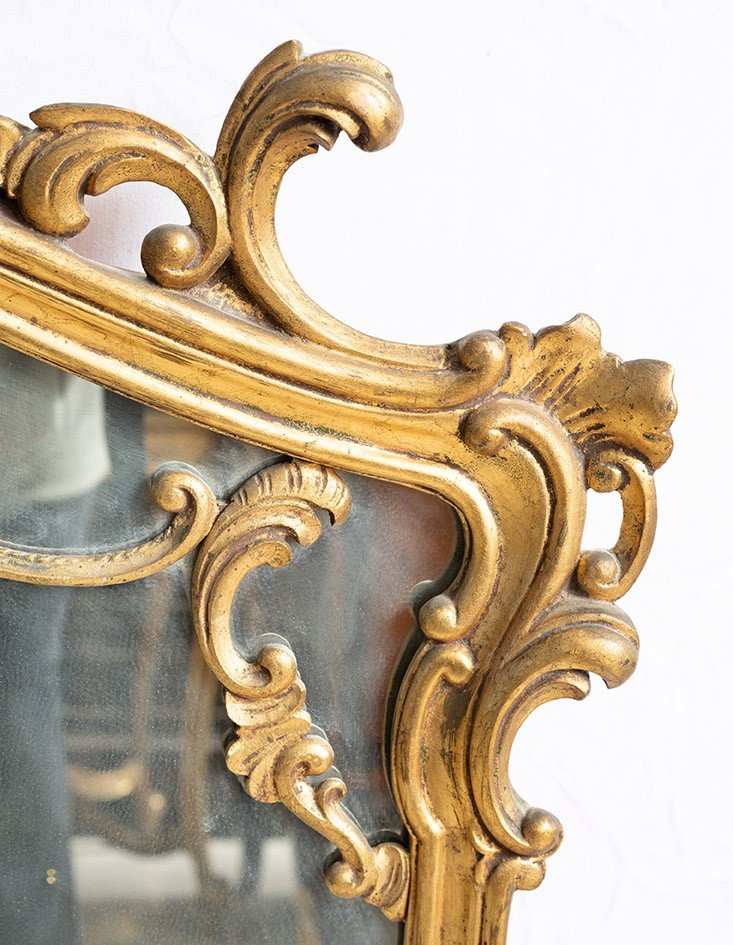 Antique Gilded Mirror From The Late 20th Century.-photo-3