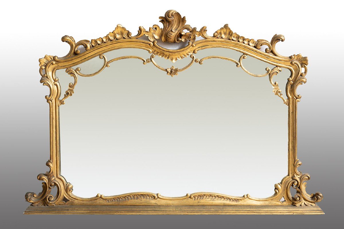 Antique Gilded Mirror From The Late 20th Century.