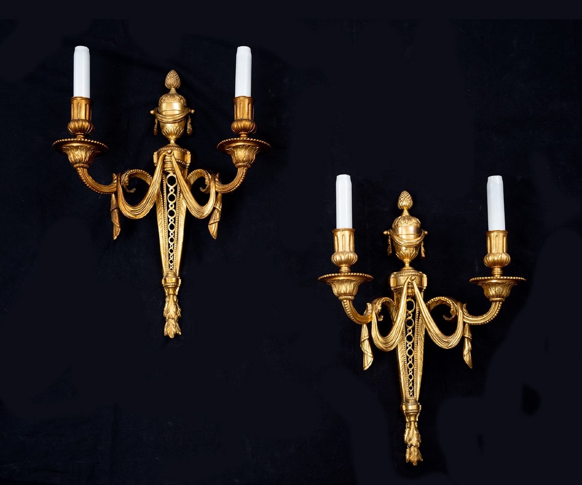 Pair Of Antique Wall Lamps, France, 19th Century.