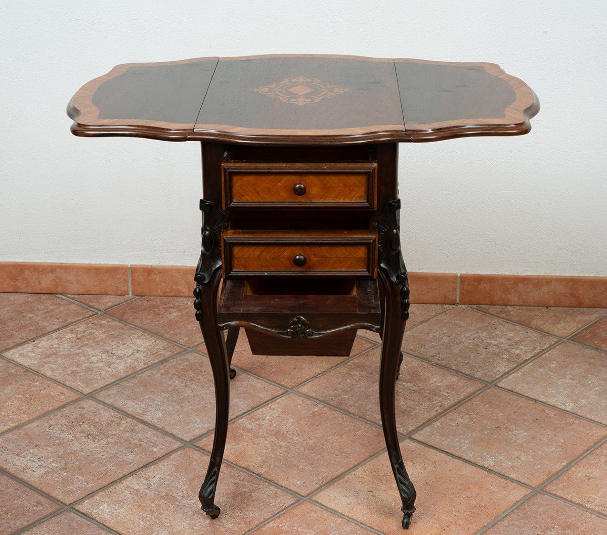 Antique Napoleon III France 19th Century Work Table.-photo-3