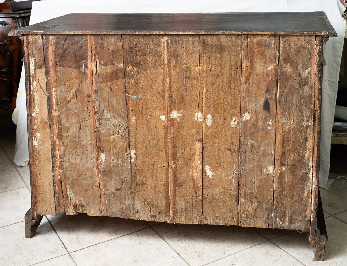 Tuscan Chest Of Drawers/chest Of Drawers Plated In Walnut From The Late 17th Century.-photo-4