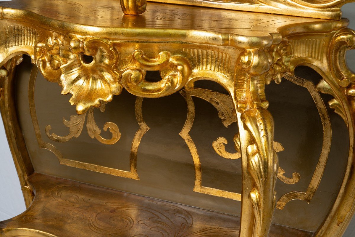 Console Napolitaine Ancienne Louis Philippe Avec Miroir, époque 19ème Siècle.-photo-4