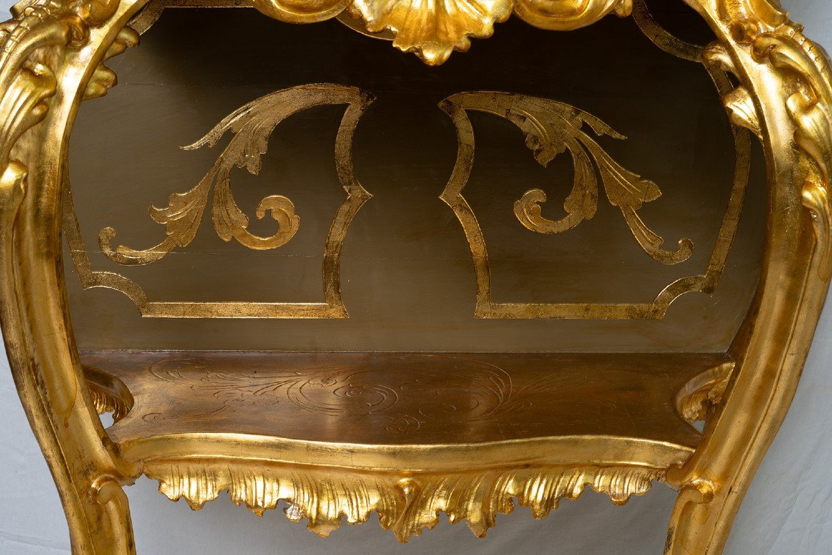 Console Napolitaine Ancienne Louis Philippe Avec Miroir, époque 19ème Siècle.-photo-1