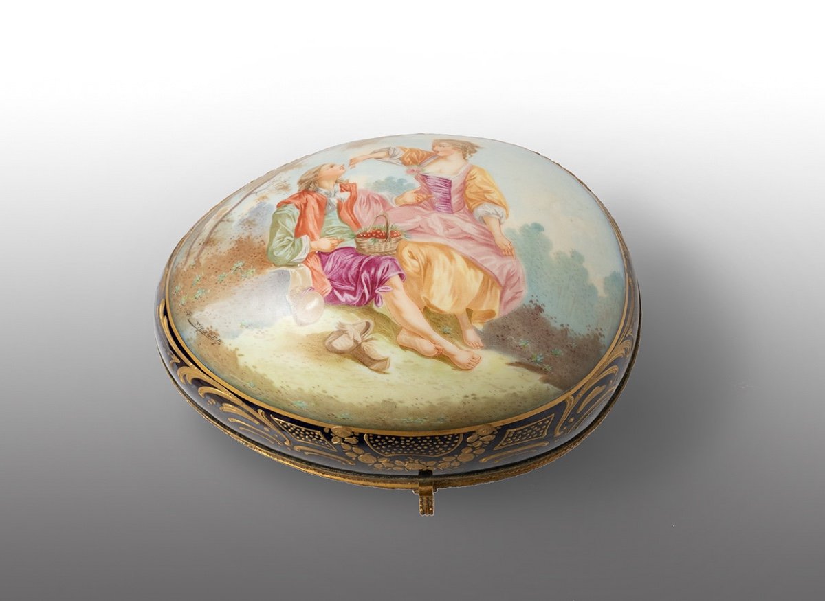 Antique Napoleon III Sevres Porcelain Jewelry Box Signed "e.froger". 19th Century.-photo-4