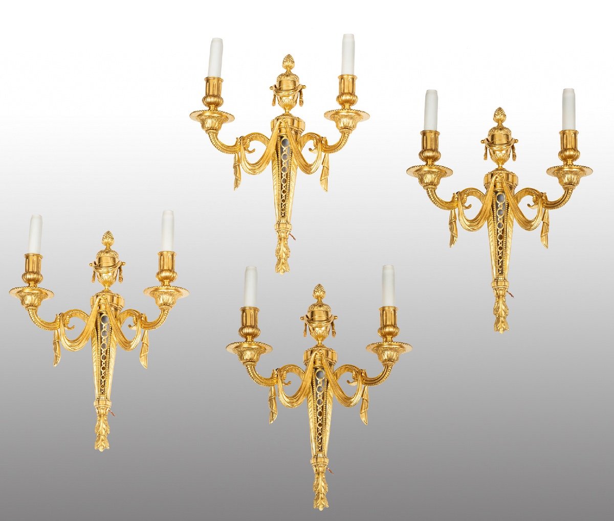 Group Of Four Antique Wall Lamps, France, 19th Century.