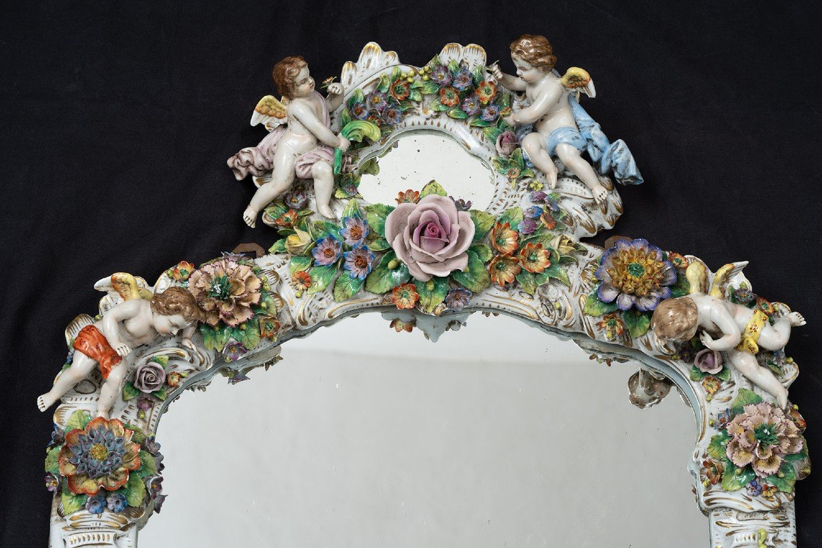 Antique Porcelain Mirror From The Early 20th Century.-photo-2