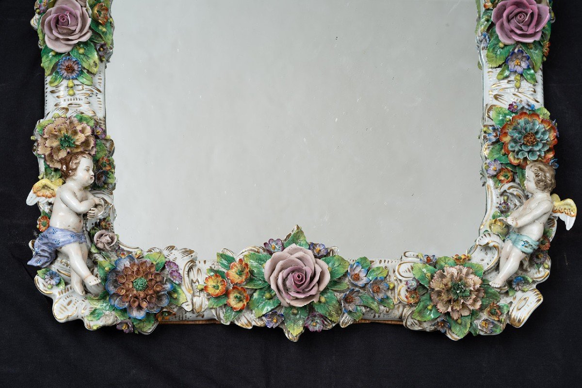 Antique Porcelain Mirror From The Early 20th Century.-photo-3