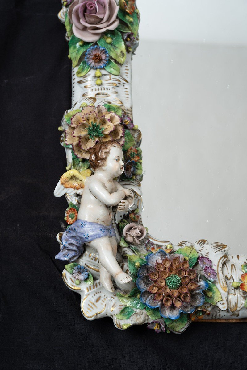 Antique Porcelain Mirror From The Early 20th Century.-photo-4